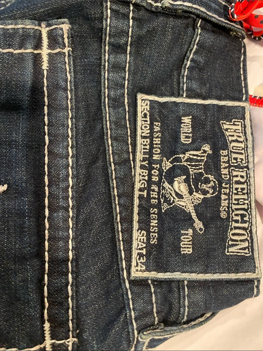 True Religion mens Indigo Flare Jeans with Signature Embroidered Pockets 30 32